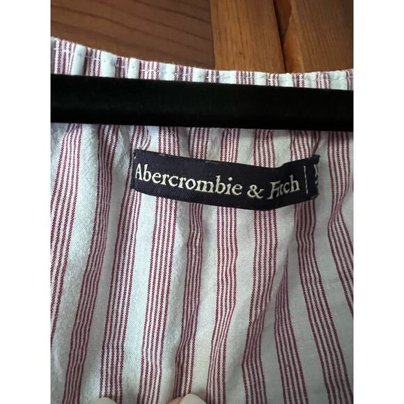Abercrombie & Fitch Women's Striped Button Front Blouse Top V Neck Red White XS - Picture 9 of 11